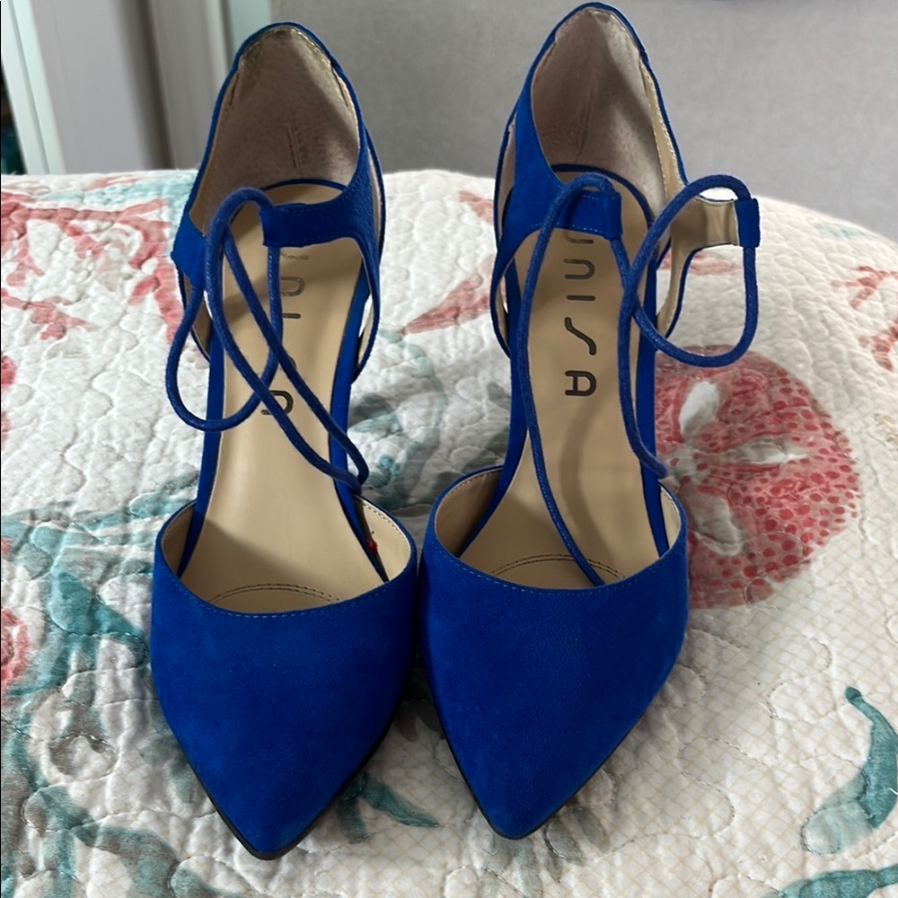 Unisa Blue Elegant Heels with Strappy Design